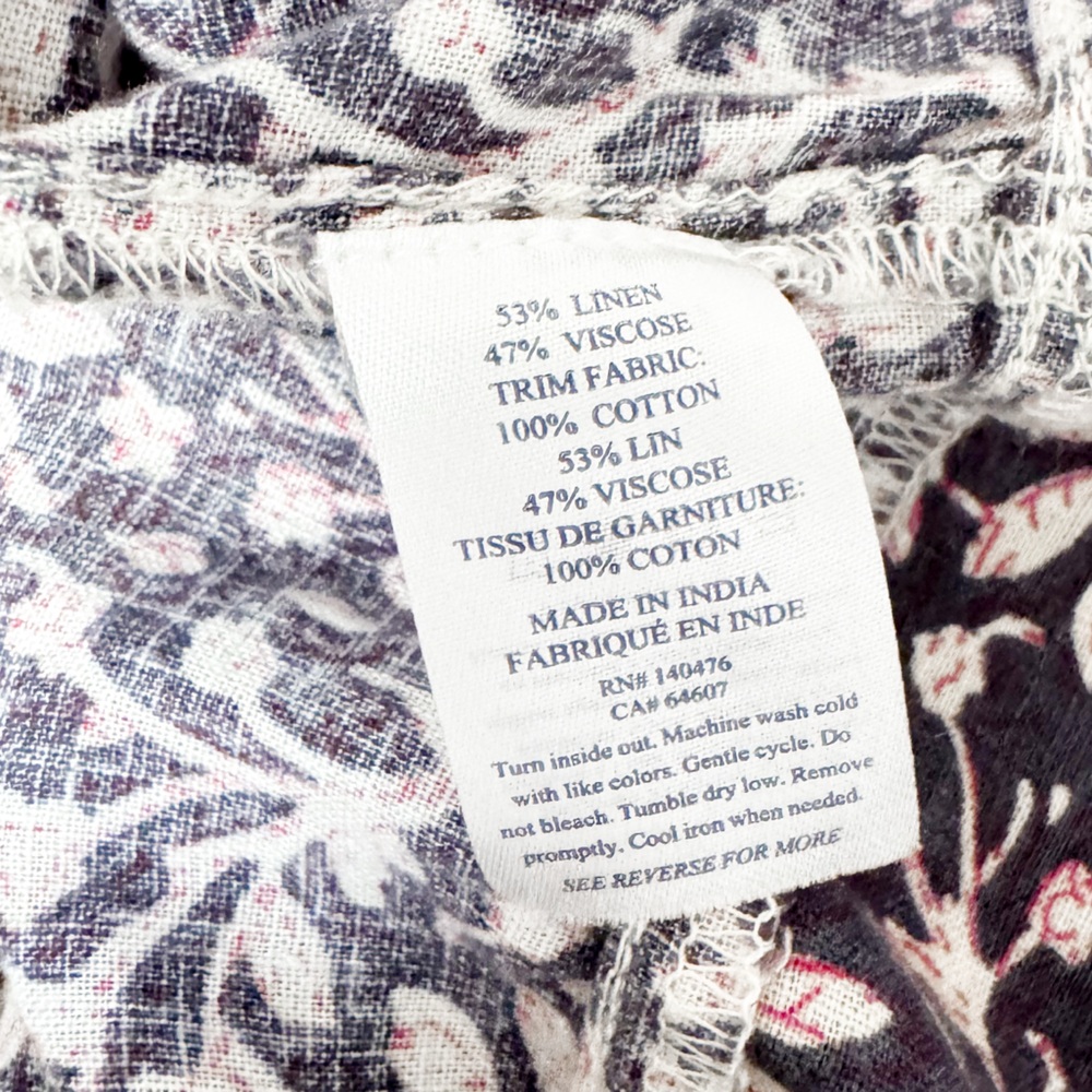 Faherty Isha Sleeveless Pintuck Linen Blend Minidress Midnight Kurala Floral - Picture 11 of 12